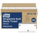 Håndklædeark, Advanced, H3, 2-lags, hvid, Singlefold, Tork 290143, (15 pk á 250 stk, 3750 stk.)