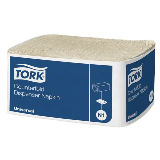 [46749] Dispenserserviet, N1, Universal, 33cm, 1-lags, natur, Counterfold, Tork 478094, (24 pk á 300 stk, 7200 stk.)