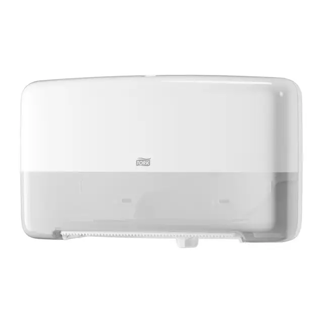 Twin papirdispenser t/ Mini Jumbo Toiletpapir, T2, hvid, Tork 555500, (1 stk.)
