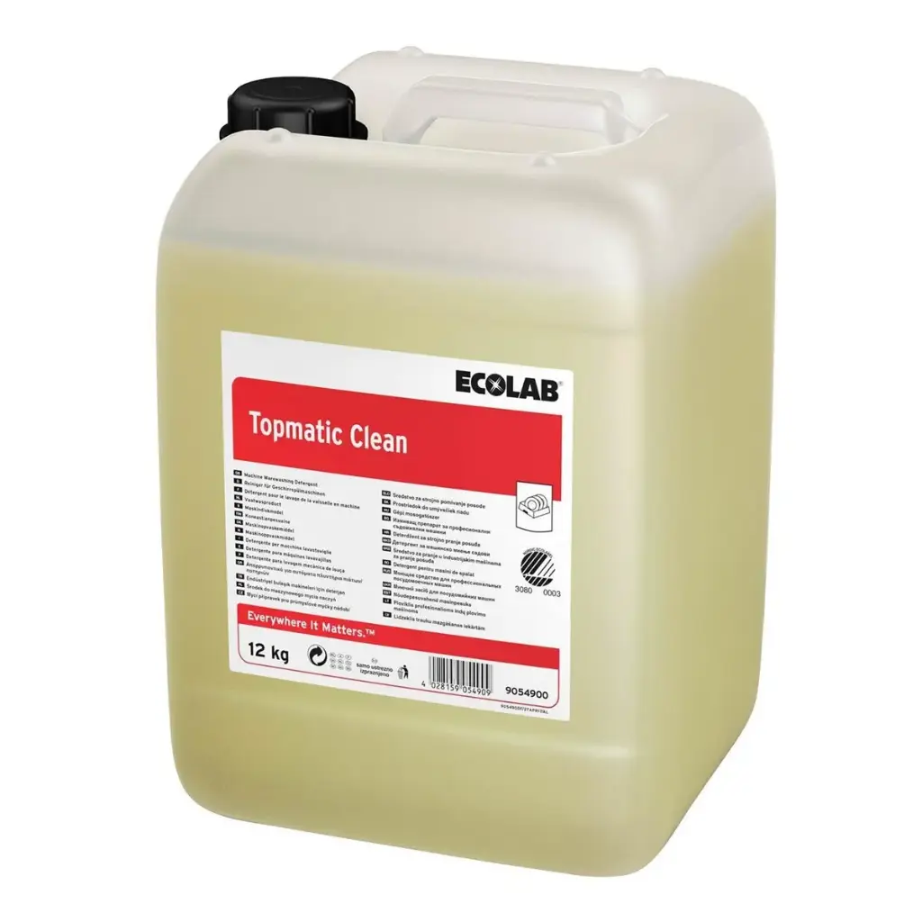[46800] Maskinopvask, anlæg, flydende, Topmatic Clean, 12kg, Svanemærket, u.klor, blødt/middel, Ecolab, (1 stk.)