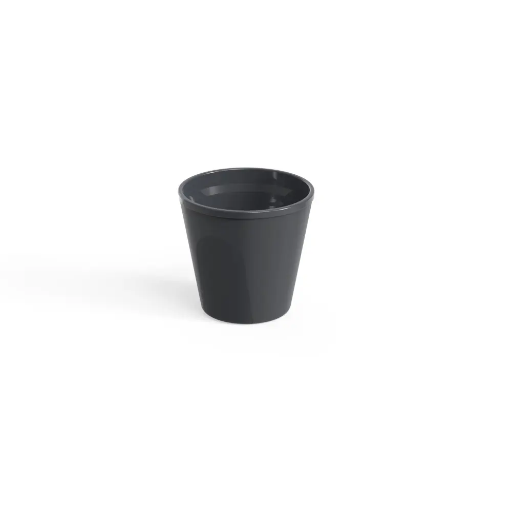 Genanvendeligt plastikskrus, 200ml, Ø9x8,5cm, PP, skifergrå, dobbelvæg, (48 stk.)