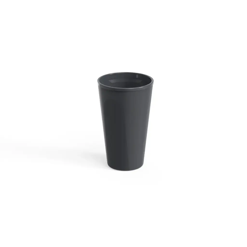 [47014] Genanvendeligt plastikkrus, 400ml, Ø9x14,5cm, PP, skiffergrå, dobbelvæg, (48 stk.)