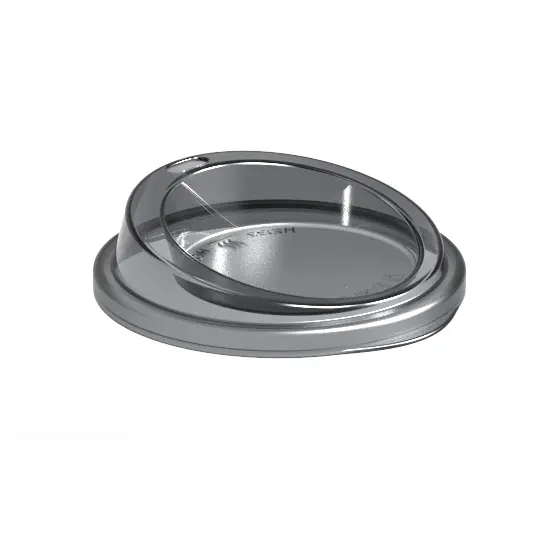 [47016] Låg til 200/300/400ml genanvendeligt plastikkrus, Ø9,6x2,5cm, transparent skiffergrå, (48 stk.)