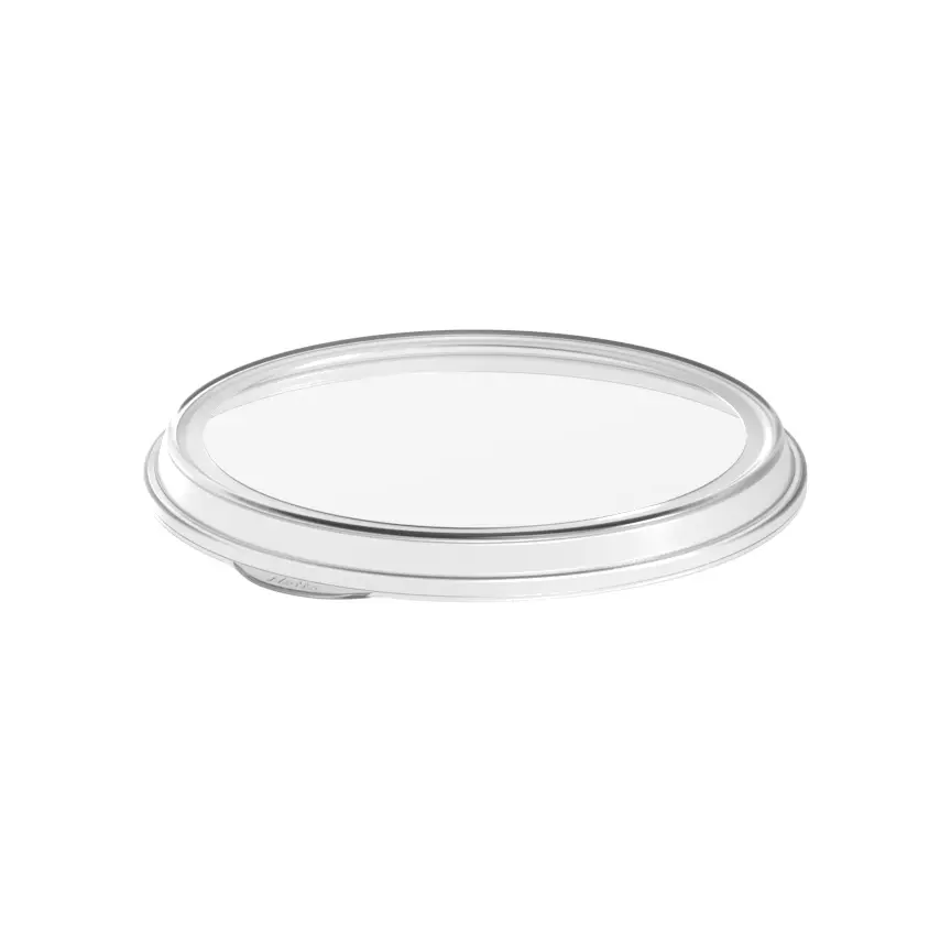 Låg t/ 1200ml genanvendelig plastskål, klar, Ø21,1x1,9cm, PP, (48 stk.)