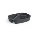 Genanvendelig bespisningsbakke m/ 3-rum, 440+275+185 ml, skiffergrå, (48 stk.)