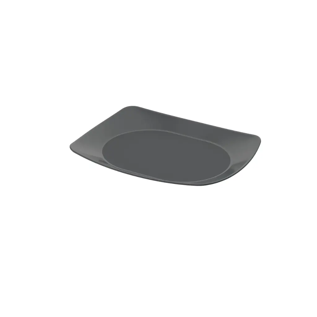 [47058] Genanvedelig plasttallerken, 22x17x2cm, skiffergrå, PP, (100 stk.)