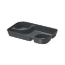 Genanvendeligt nachosfad m/ 2 rum til dip, 24x14,5x3,9cm, skiffergrå, PP, (48 stk.)