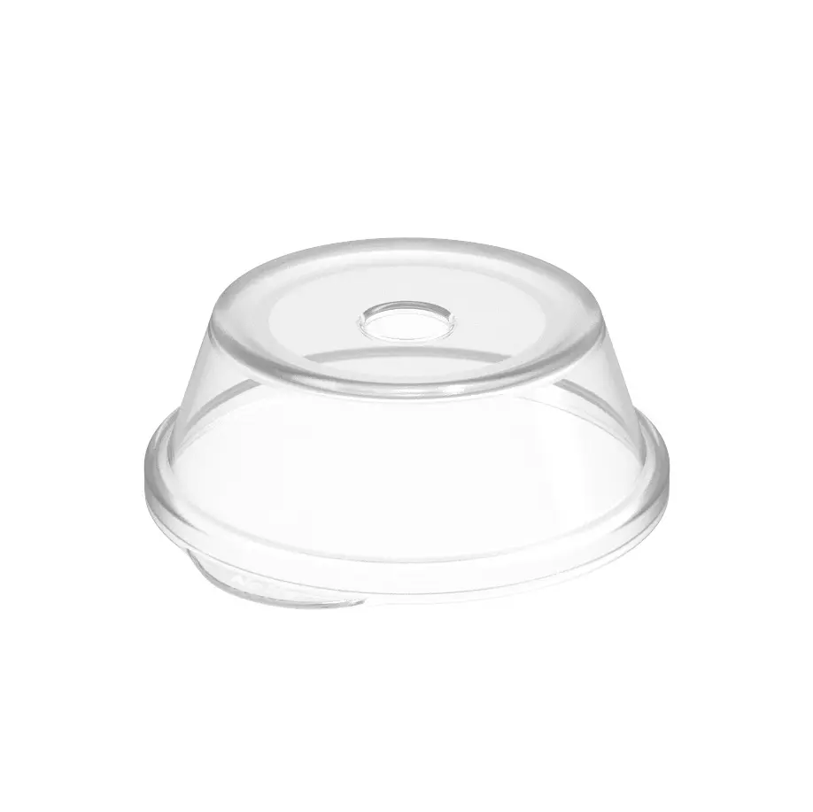 [47076] Højt låg med hul t/ Ø9cm genanvendeligt drikkebæger, klar, PP, (100 stk.)