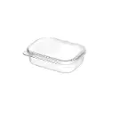 Genanvendeligt delikatessebæger m/ fladt låg, 125ml, 10,5x7,8x2,7cm, klar, PP, (50 stk.)
