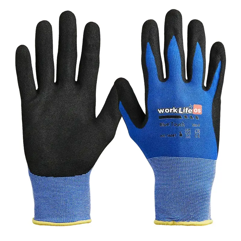 [47380] Montagehandske, blå, nylon-/spandex-strik med ribkrave, CAT II, Blue Touch, Otto Schachner, str. 8-11, (12 par) (8)