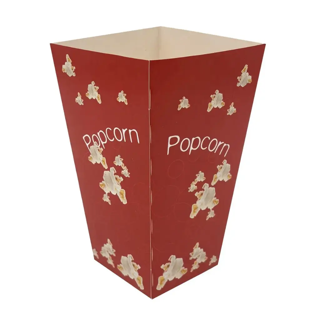 [47413] Popcornbæger, 0.7 ltr, 25 oz, 155 mm, Rød med hvide popcorn, (500 stk.)