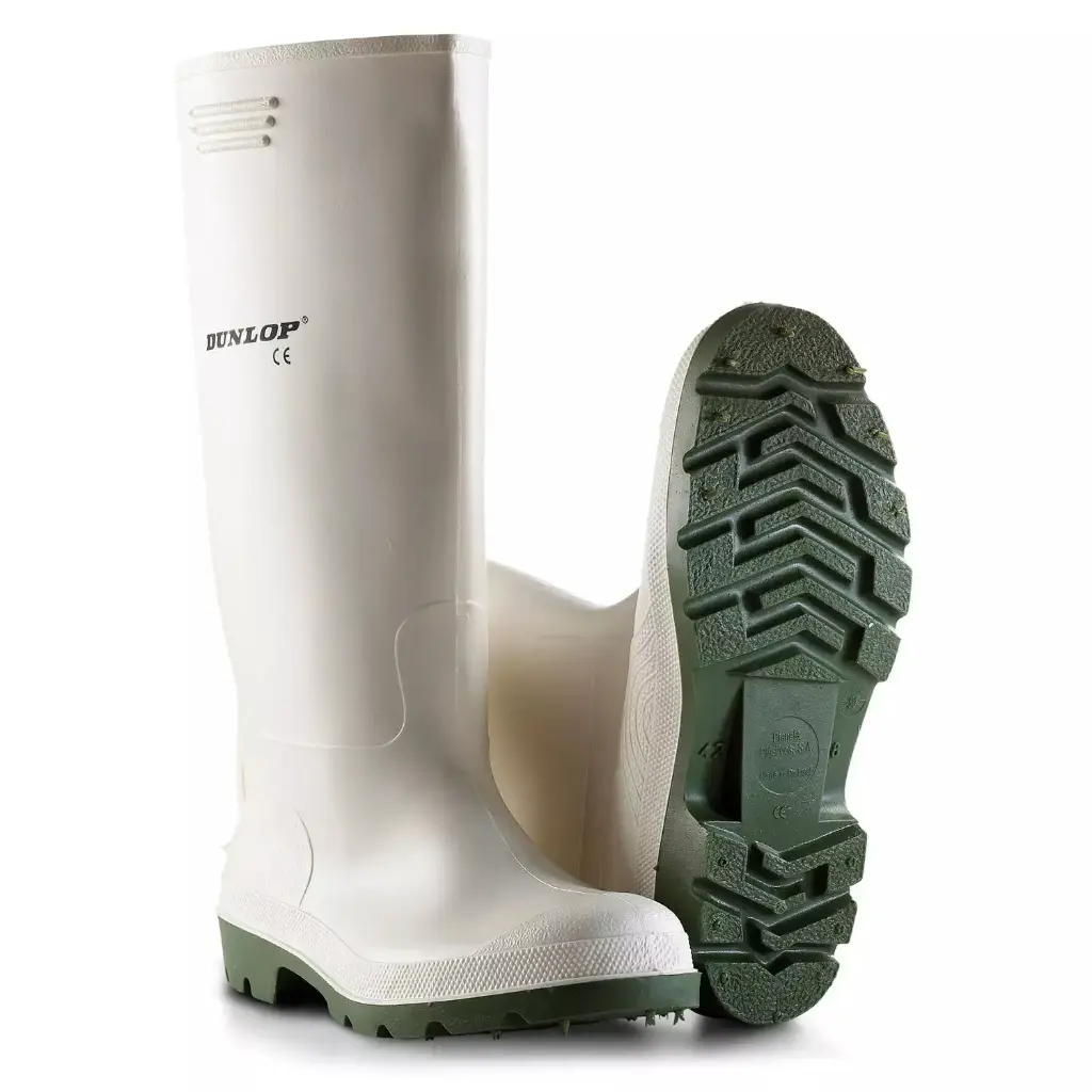 [47505] Gummistøvle, Dunlop Pricemastor, Hvid/Grøn, PVC, uden sikkerhed, str43, (1 stk.)