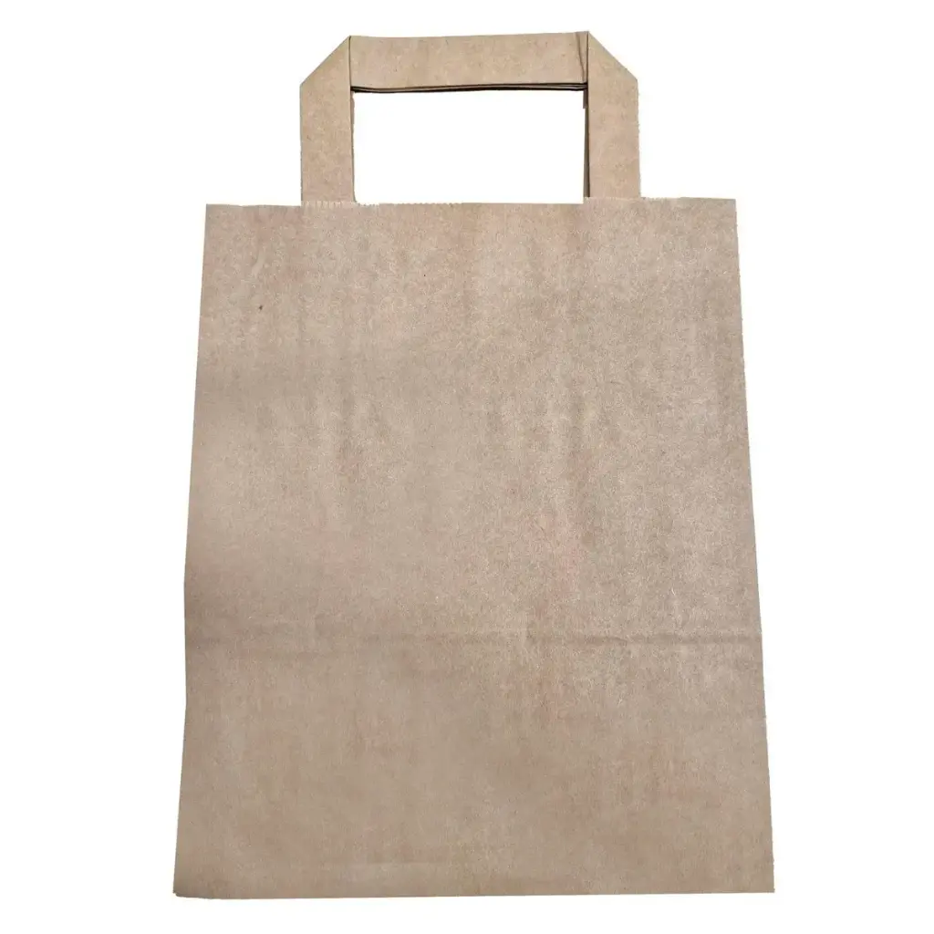 [48104] Brun papirspose med hank, 4.9ltr, L180xB80xH220mm, 70g papir, (250 stk.)