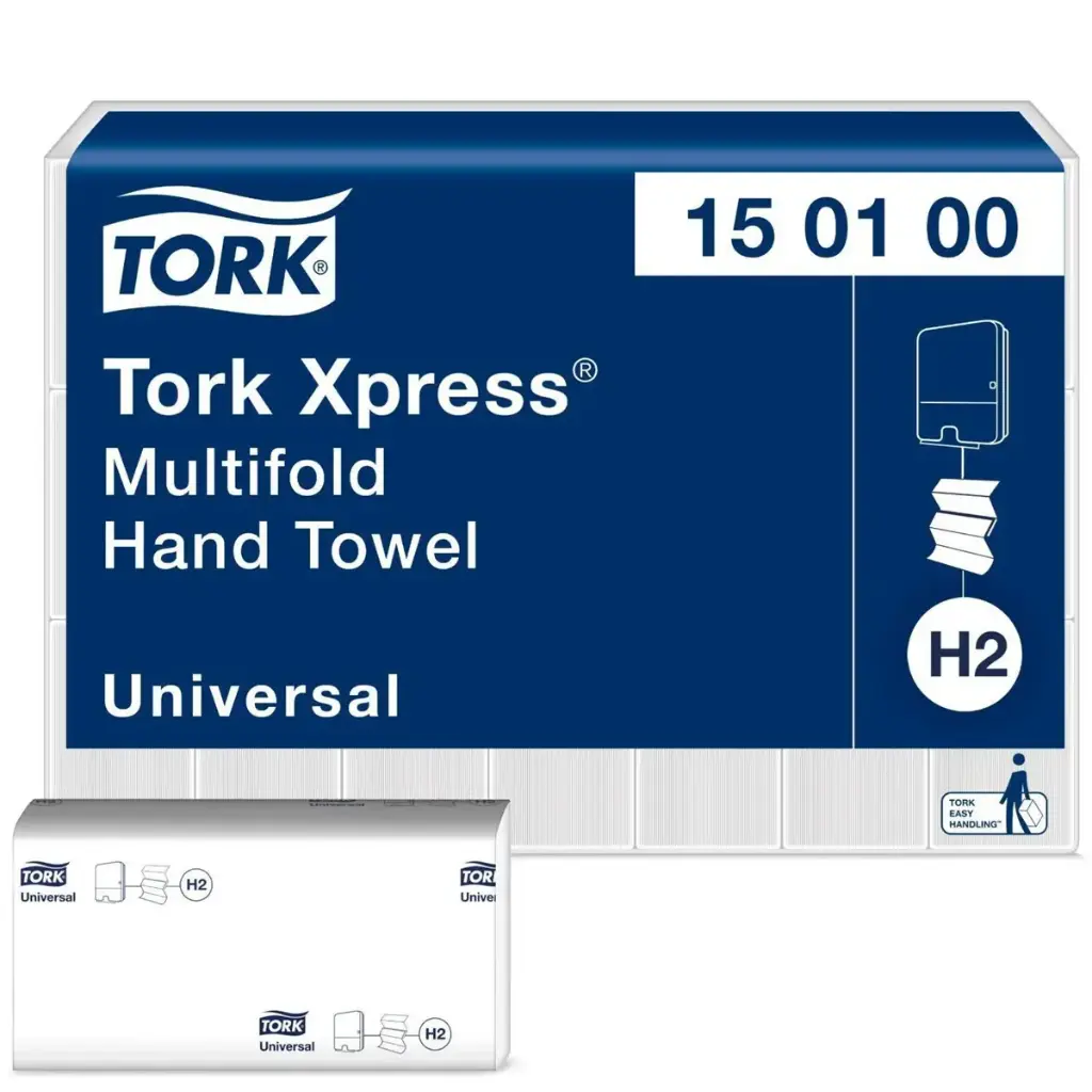 [48141] Håndklædeark, Tork Xpress 150100, Multifold, H2, hvid, 25,5x19,6cm, 1-lags, (4830 stk.)