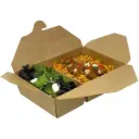 Boks, 2-rum, 23,0/20,0x15,5/14,0x6,5cm, 1430ml (510/920ml), karton med PE, brun, (200 stk.)