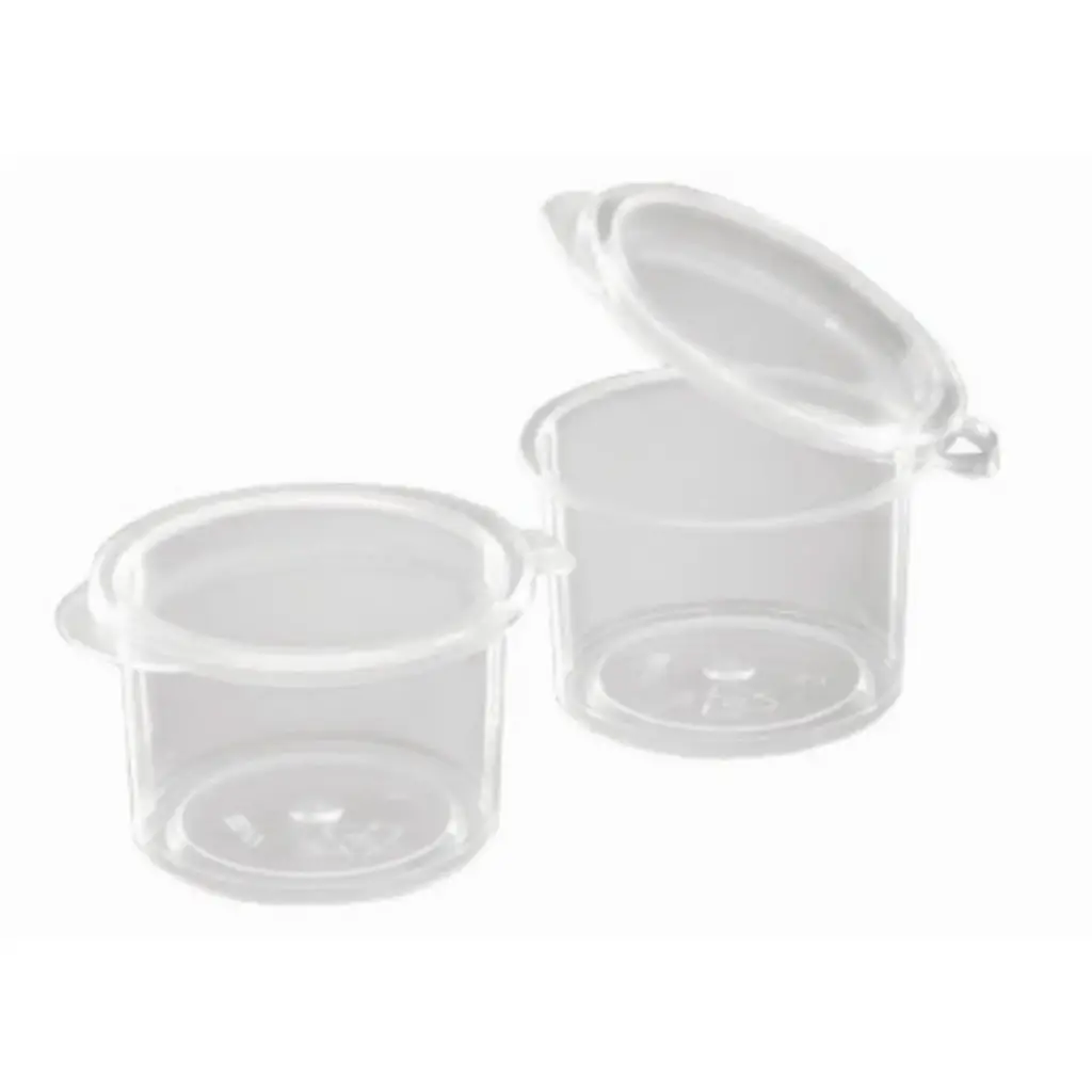 Dressingbæger, 15ml, Ø2cmx2cm, hængslet låg, PP, klar, (2000 stk.)