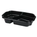 Plastbakke, 25x15,9x4,8cm, 1100 ml, sort, PP, 3-rums, 200/350/550 ml, tilhørende 10321, Duni, (246 stk.)