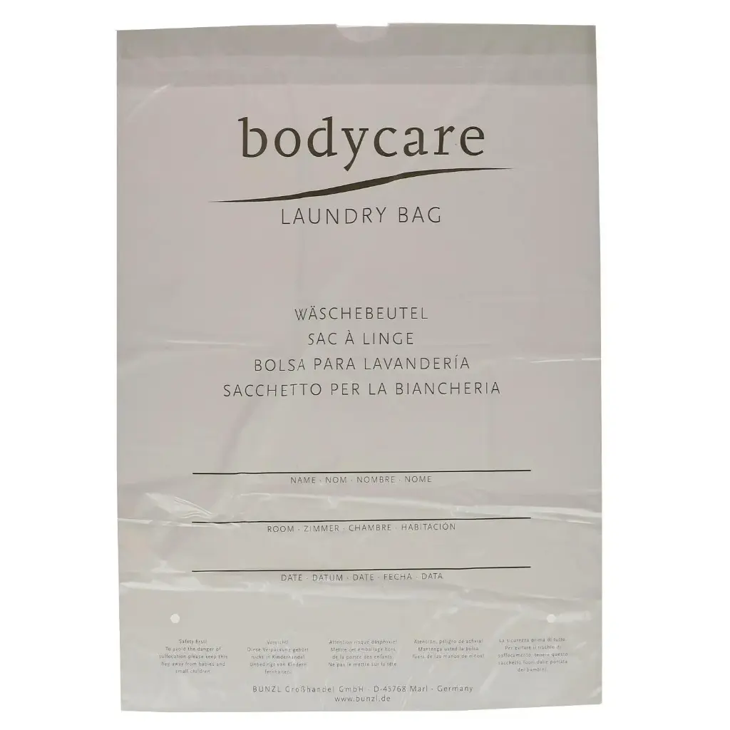Vasketøjspose, Bodycare, L58xB41cm, 35my, LDPE, med snoreluk, hvid, (500 stk.)