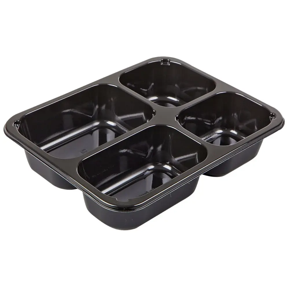 Bakke, C 2227-4C, 22,7x17,8x4,3cm, 1070 ml, sort, CPET, 4-rums, 205/225/270/370 ml, (228 stk.)