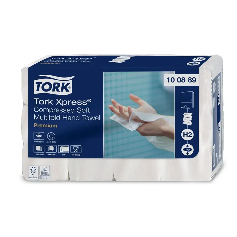 Håndklædeark, H2, 2-lags, Premium, soft, Tork Xpress 100889, (12 pk á 225 ark, 2700 ark)