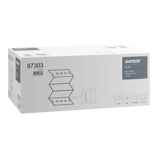 [48792] Håndklædeark, Katrin Plus, One-Stop, Z-Fold, L25xB23,5xD8,5cm, 2-lags, hvid, (3024 stk.)