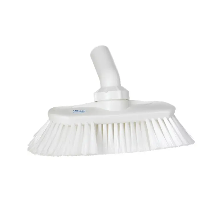 [49743] Vaskebørste m/vandgennemløb, vinkeljusterbar, 240 mm, blød/spaltet, hvid, Vikan 70675, (1 stk.)