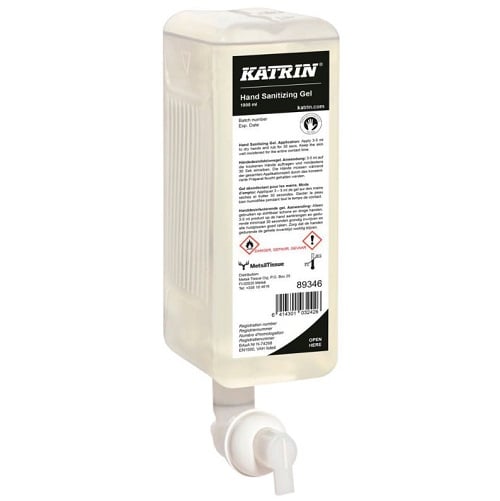 [12259] Hånddesinfektionsgel, Katrin 89346, 1000 ml, klar, 80% ethanol,0,6 ml pr. dosering, (6 stk.)