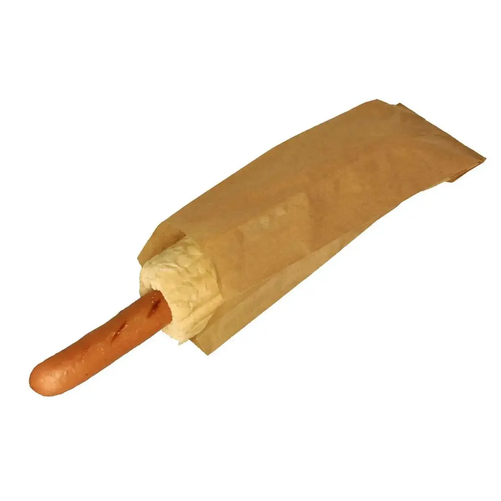 Fransk Hotdog pose, 100/30x190mm, 40gr, kraft, brun, (1000 stk.)