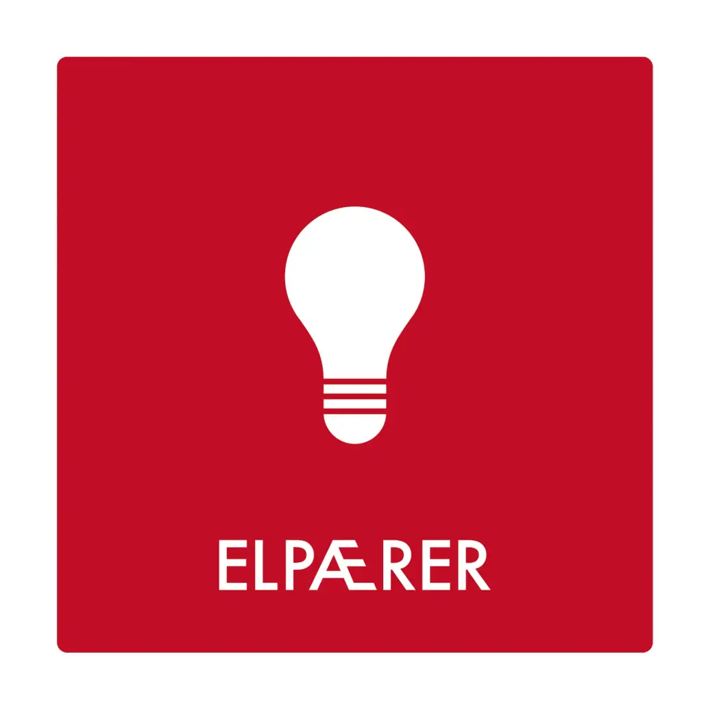 [49904] Piktogram til elpærer, 12x12cm, rød, folie, selvklæbnede, (1 stk.)