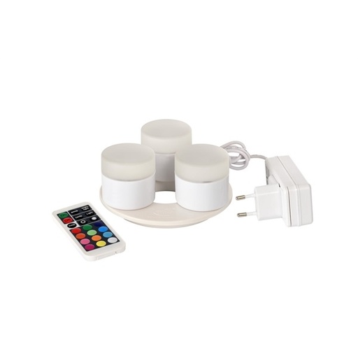 [12269] LED lys komplet, 4,8x5cm, 3 stk, valgfri farveskifte, med oplader, Duni, (1 sæt)