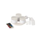 LED lys komplet, 4,8x5cm, 3 stk, valgfri farveskifte, med oplader, Duni, (1 sæt)