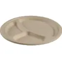 Fibertallerken, 2cm, Ø26cm, nature, sukkerrør, 3-rums, (500 stk.)