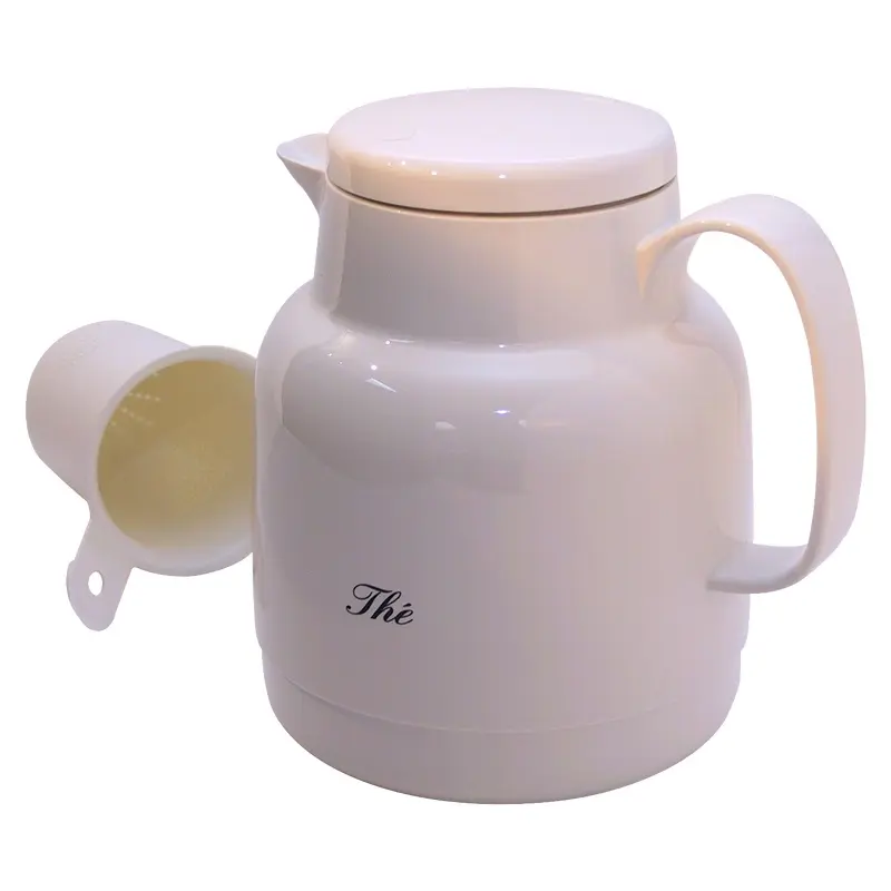 [51155] Termokande til te, m/ tefilter, 1L, hvid, Helios, (1 stk.)