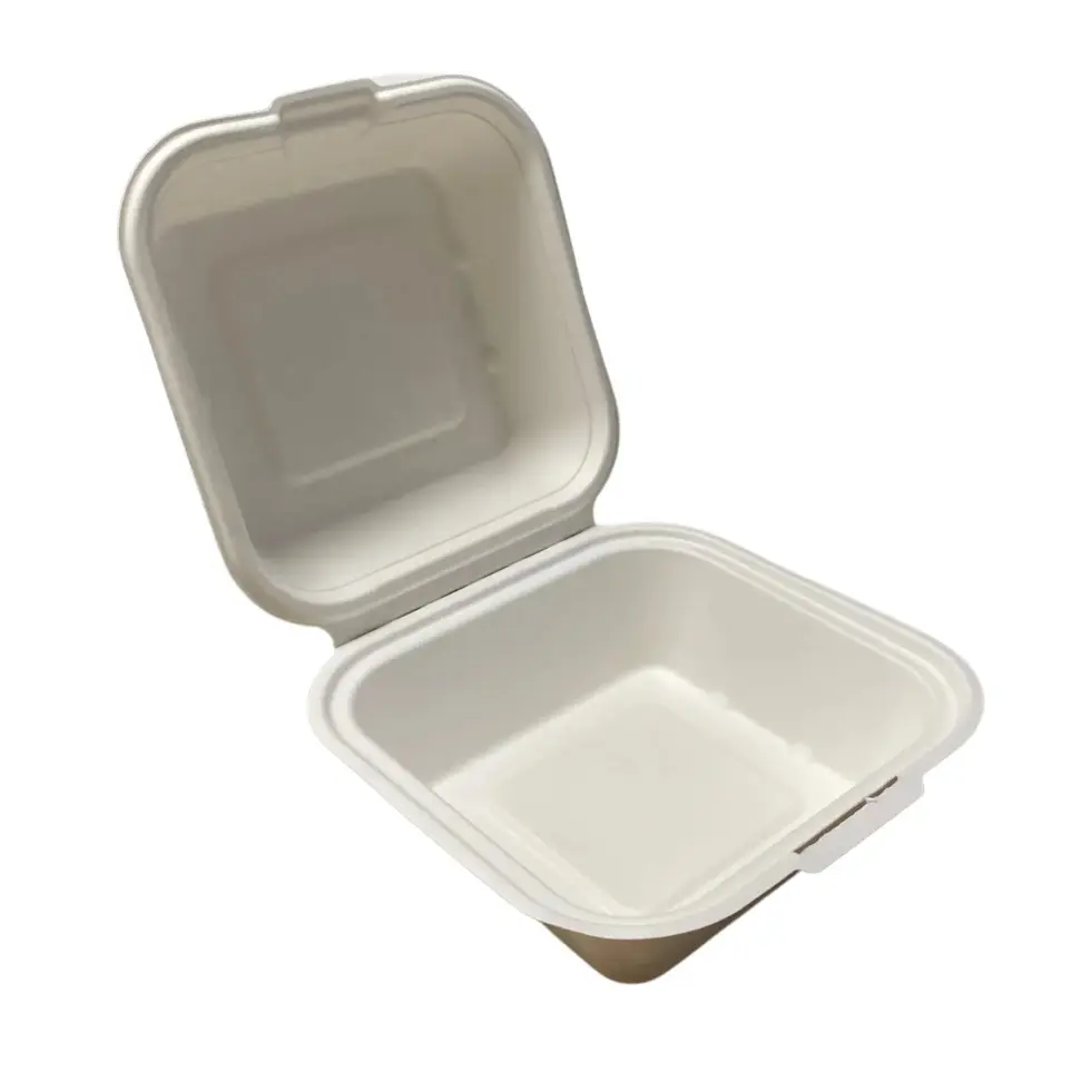 [51172] Burgerboks, hvid, 800ml, 15x15cm, bagasse, (600 stk.)