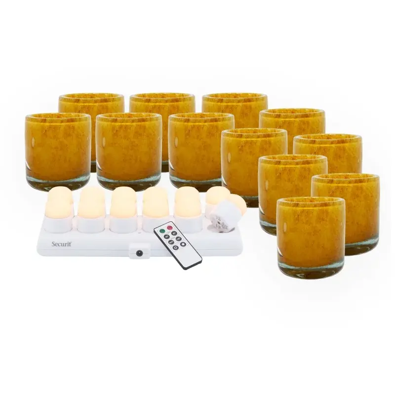 AYLA orange glasstager med hvidt LED lys, Securit, (sæt á 12 stk.)