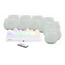 LUNA hvide glasstager & LED lys m/ hvidt+farvet lys, Securit (sæt á 12 stk.)