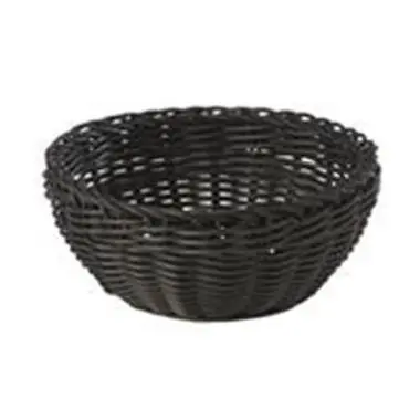 [51483] Brødkurv, Ø20x8cm, rund, kraftig flet, PP, sort, (1 stk.)