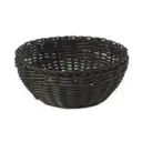 Brødkurv, Ø20x8cm, rund, kraftig flet, PP, sort, (1 stk.)