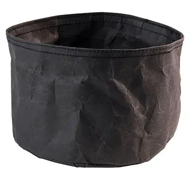 [51484] Brødkurv, Ø17x11cm, kraftig, foldbar, papirspose, læderlook, sort, (1 stk.)