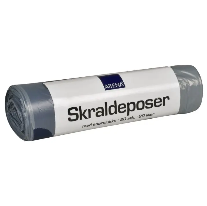 Affaldspose med snøreluk, 20 l, grå, LLDPE/virgin, 44x50cm, 12 my, 24 ruller á 20 styk, (480 stk.)