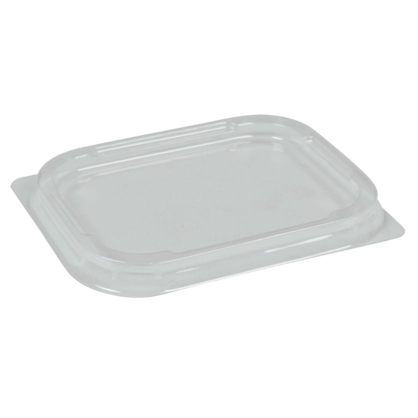 Låg til alubakke, 11,3x8,8x1cm, klar, APET, snap-on, tilhørende 10484, (990 stk.)