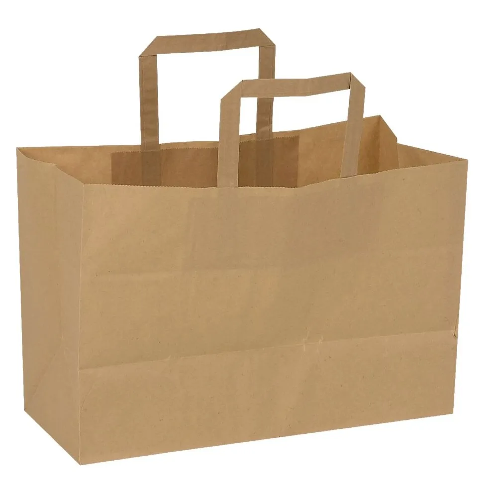[51949] Brun papirspose med hank, 12 L, 25x20x26cm, 80 gsm, (200 stk.)