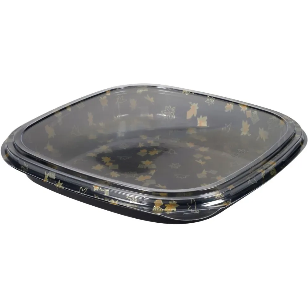 Sushibakke og låg, nr. 36, 32,3x32,3x5,6cm, 2800 ml, sort, PS, rektangulær, m/klart låg, (100 stk.)