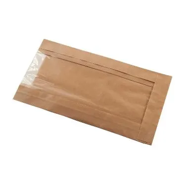 Brødpose med rude, 140/70x240mm, brun, 100% papir, 40g, (250 stk.)