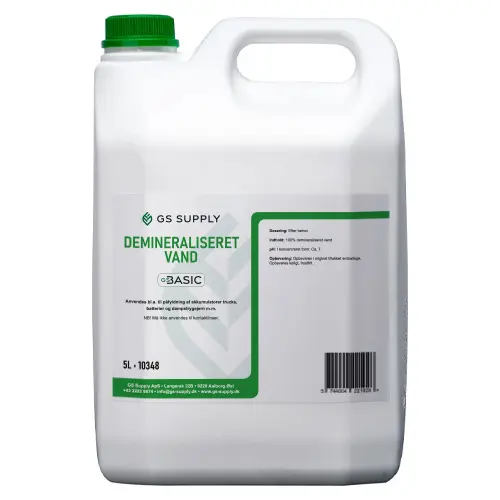 Demineraliseret vand, GS-Basic, 5-Liter (3 dunke)