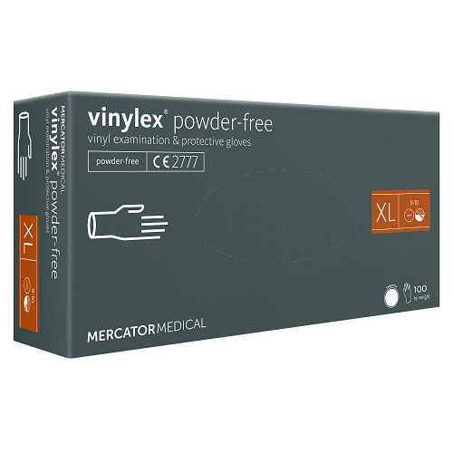 Vinylhandske, XL, Mercator, Vinylex, klar, pudderfri, (100 stk.)
