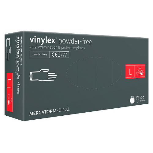 Vinylhandske, L, Mercator, Vinylex, klar, pudderfri, (100 stk.)
