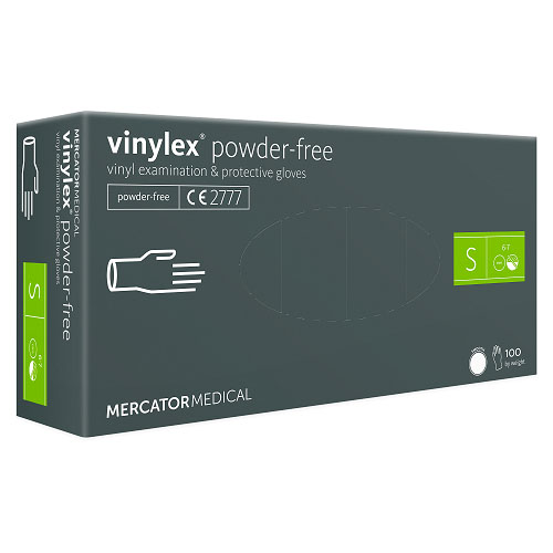 Vinylhandske, S, Mercator, Vinylex, klar, pudderfri, (100 stk.)