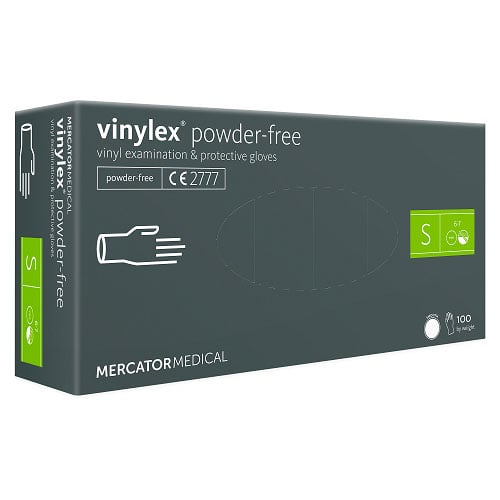 [10506] Vinylhandske, S, Vinylex, klar, pudderfri, Mercator, (100 stk.)