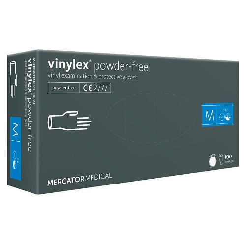 [10507] Vinylhandske, M, Vinylex, klar, pudderfri, Mercator, (100 stk.)